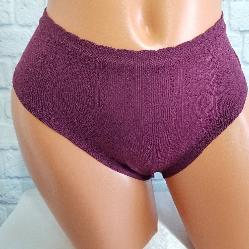PINK Victoria's Secret Pointelle Maroon Hipster Panty New XL / Extra Large
